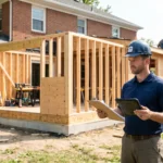 Home addition contractor visiting the ongoing project