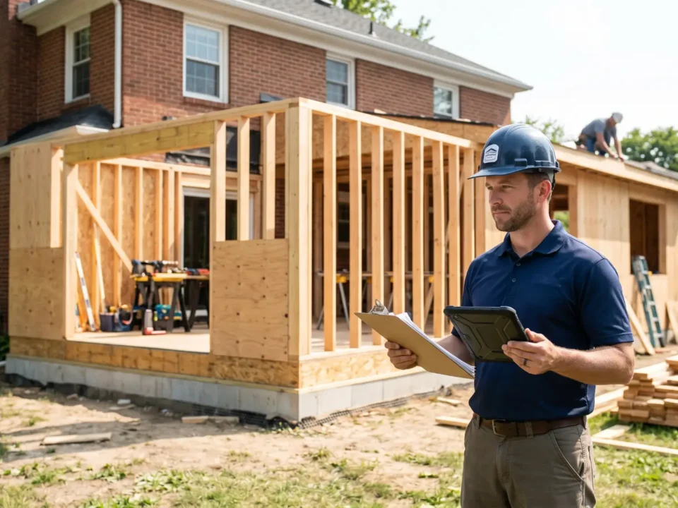 Home addition contractor visiting the ongoing project