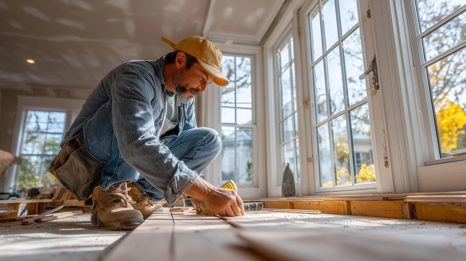 A contractor working on a renovation project