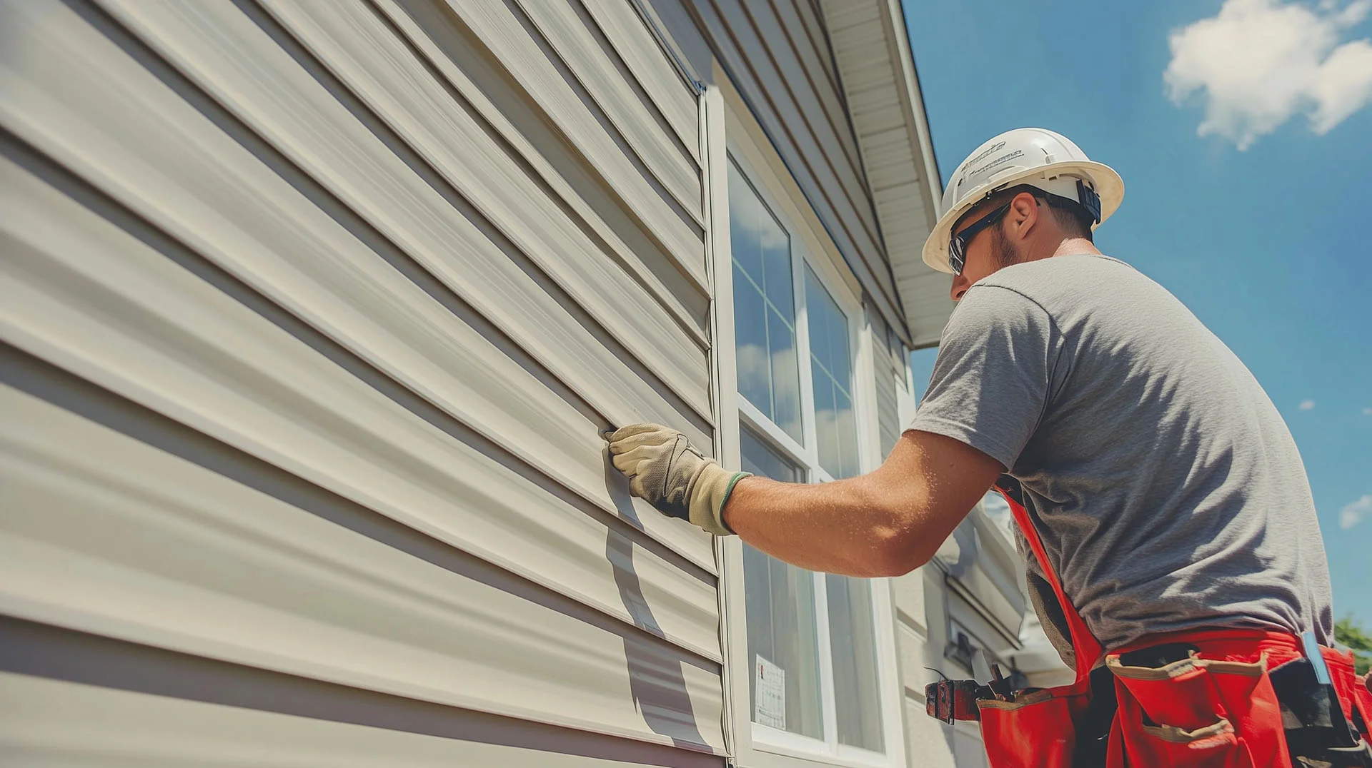 A contractor working on vinyl siding in Shreveport